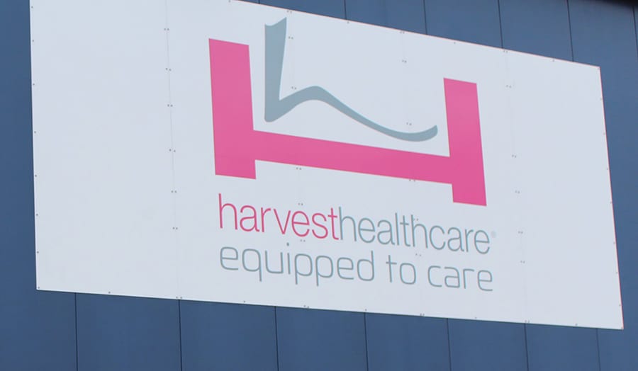 Harvest Healthcare sign now owned by Prism Medical UK