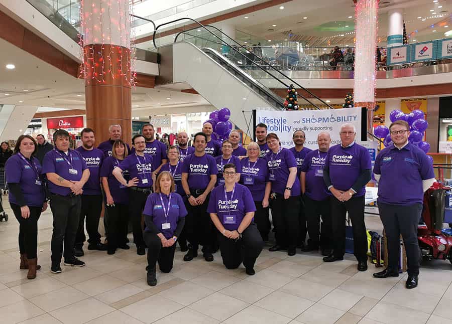 The Lifestyle and Mobility team taking part in Purple Tuesday in 2019