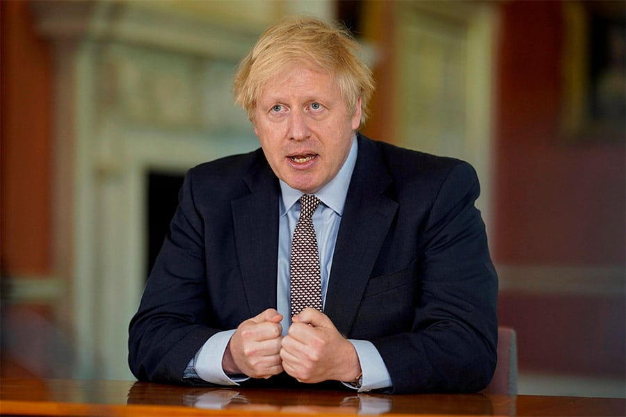 Prime minster Boris Johnson addressing the nation