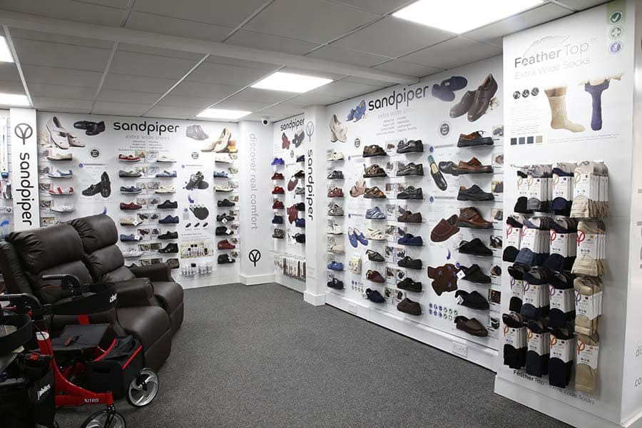 Sandpiper Shoes display in mobility shop