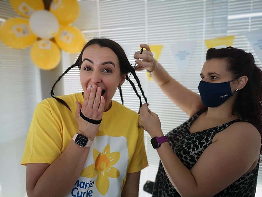 Acorn Stairlifts National Sales Manager cuts off hair for Marie Curie image