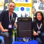 Sumi Wang, CEO + Tim Ross, National Sales Manager from eFOLDi with Naidex Award & Lite Scooter