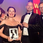 Pictured at the awards event are, from the left, Acorn team members Kate Gledhill, Sarah Carr and Nick Wilson with Insider Regional Editor Philip Cunliffe, who presented the Export Award.